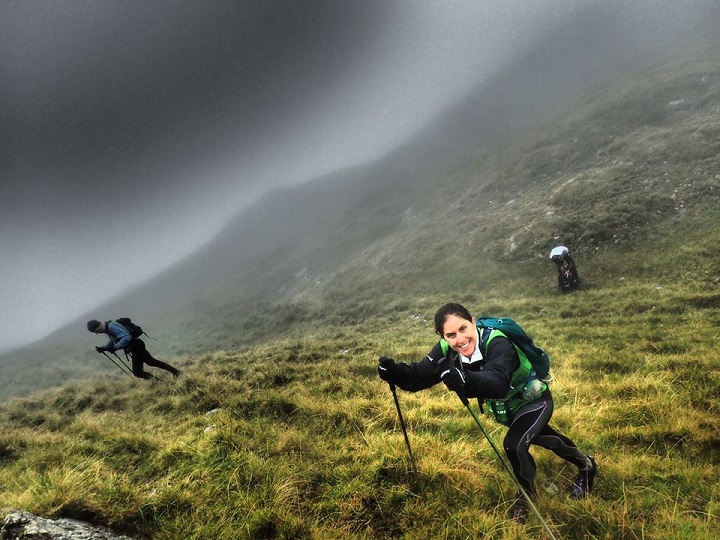 hiking up hill