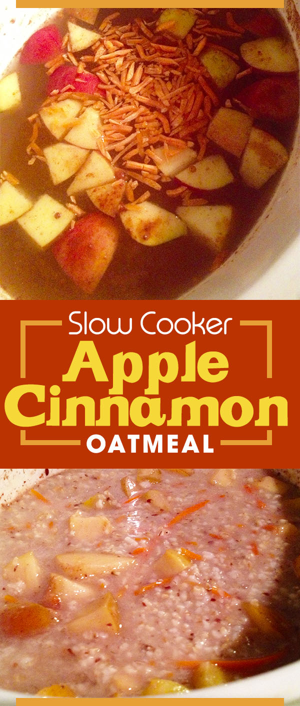 Slow cooker apple cinnamon oatmeal, - great overnight idea for a healthy warm breakfast
