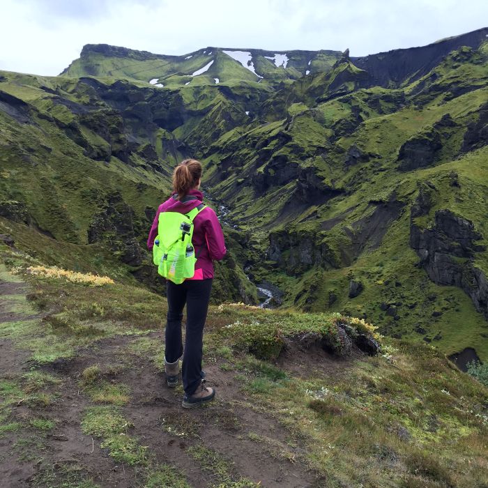 Loving my oversized boots in Iceland hike