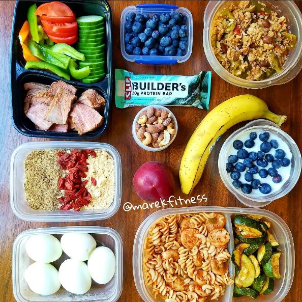 Example meal plan for a single day with 6 meals filled with protein
