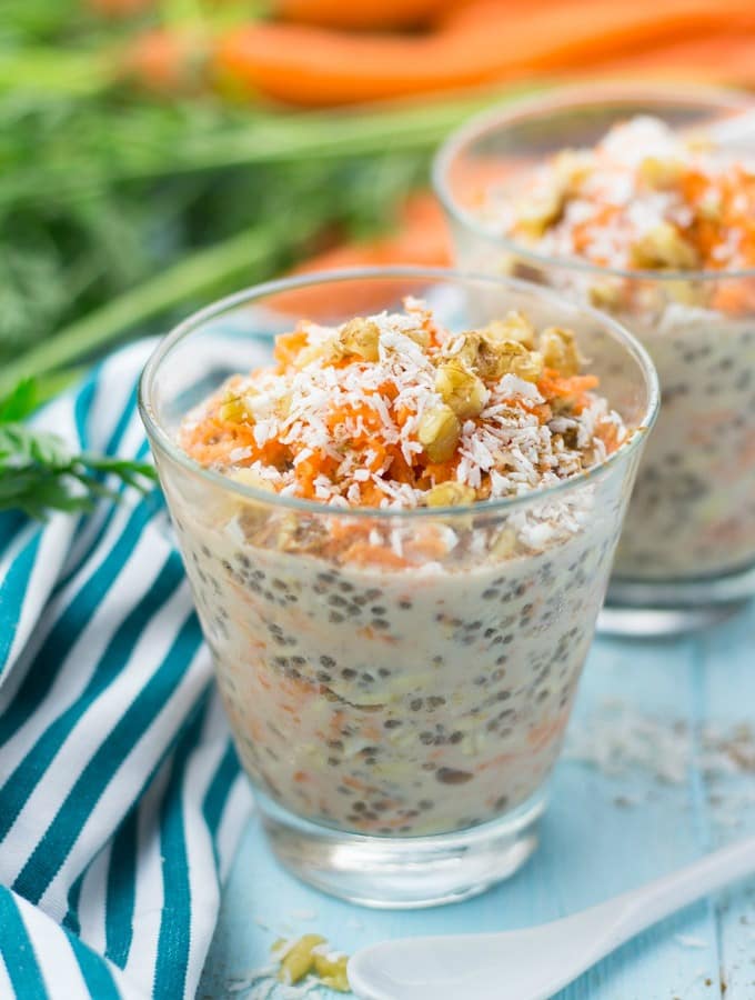 Dairy Free High Protein Breakfast Ideas -Carrot Cake Overnight Oats